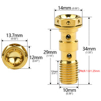 Wanyifa Titanium Bolt M10 Pitch1.0/1.25mm Flange Hex Head Oil Pipe Double Holes Banjo Screw for Motorcycle Brembo Brake Dual Line