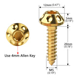 Wanyifa Titanium Bolt M5x20mm Mushroom Self-Drilling Hex Head Screw for Bike Motorcycle Car