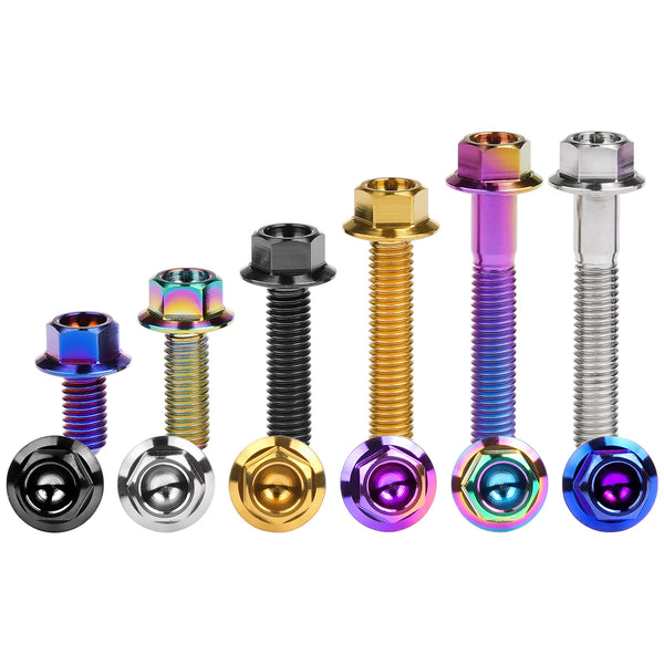 Wanyifa Titanium Bolt M4/M5x6 8 10 12 15 20 25 30mm Flange Hex Head Screws for Bike Motorcycle Car