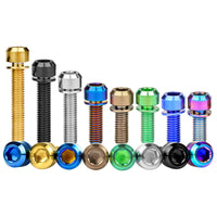 Wanyifa Titanium Bolt M5/M6x16 18 20 25 30 35mm Chamfered Hex Head with Non-shedding Washer Screw for Mountain Bike Road Bicycle Fixing Handlebar Stem