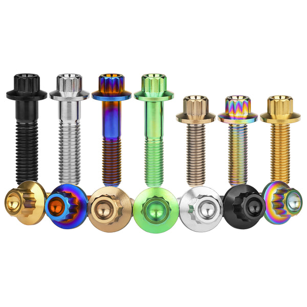 Wanyifa Titanium Bolt M7/M8x24 32mm Flange 12-Point Head Screw Car Wheel Split Rim Modifications Parts Ti Gr5 Fasteners