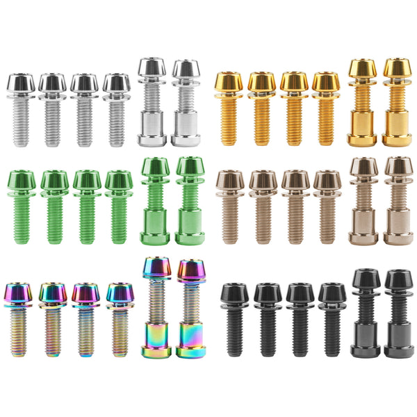 Wanyifa Titanium Bolt Set 4pcs M5x16mm Screws+2pcs M5x18mm Screws+2pcs Steerer Clamp Nuts for Mountain Road Bike 3T ARX LTD Stem Complete Screws Sets Upgrade Kit