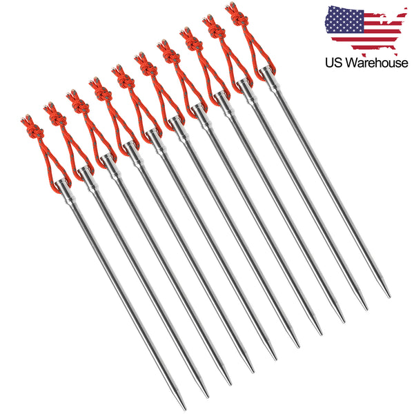 Wanyifa 10pcs Titanium Alloy High Strength 165mm Tent Pegs Tent Nail Pegs Stakes Hook Pin US Stock