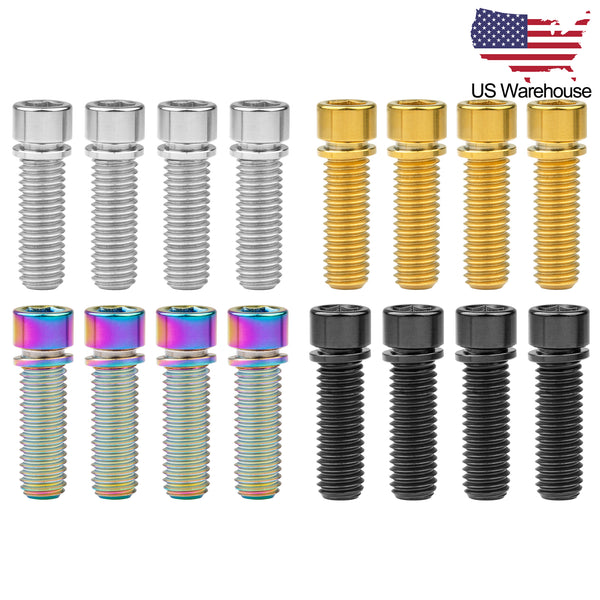 Wanyifa 4pcs Titanium Bolts M7x20 25mm Cap Allen Head with Washer Screws for Bicycle US Stock