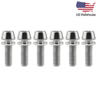 Wanyifa 6pcs Titanium Bolt M5x16 18mm Taper Allen Hex Head with Non-Shedding Washer Screw for Bicycle Disc Brake US Stock