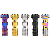 Wanyifa Titanium Bolt M10 Pitch1.0/1.25mm Flange Hex Head Oil Pipe Double Holes Banjo Screw for Motorcycle Brembo Brake Dual Line