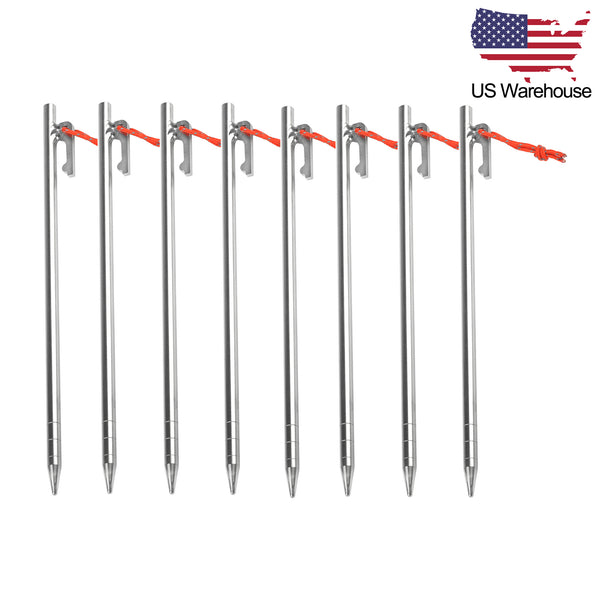 Wanyifa 6/8pcs Titanium Alloy Heavy Duty 9.8 inch Camping Tent Pegs US Stock