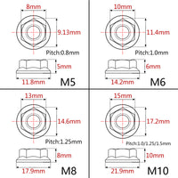 Wanyifa 6pcs Titanium Nut M5 M6 M8 M10 M12 M14 M16 DIN6923 Flange Hex Nuts US Stock