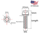 Wanyifa 6pcs Titanium Bolt M5x16 18mm Taper Allen Hex Head with Non-Shedding Washer Screw for Bicycle Disc Brake US Stock