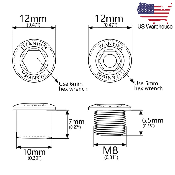 Wanyifa 5pcs Titanium Bolts M8 Road Mountain Bike Crankset Double Chai ...