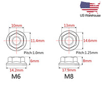 Wanyifa 6pcs Titanium Nut M6 M8 Flange Hex Nuts for Bike Motorcycle Car US Stock