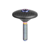 Wanyifa Titanium M6x35mm Bolt & Carbon Fiber 1-1/8" Bicycle Headset Top Cap for Bike Front Fork Stem Top Cover Screw Set