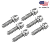 Wanyifa 6pcs Titanium Bolt M5x16 18mm Taper Allen Hex Head with Non-Shedding Washer Screw for Bicycle Disc Brake US Stock