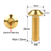 Wanyifa Titanium Bolt M8x25mm Umbrella Hexagon Head Screw for Motorcycle Parts Ti Fastener