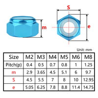 Wanyifa 10pcs Aluminum Nut M2 M3 M4 M5 M6 M8 Anodized Colourful Insert Nylon Lock Hexagon Nuts