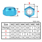 Wanyifa 10pcs Aluminum Nut M2 M3 M4 M5 M6 M8 Anodized Colourful Insert Nylon Lock Hexagon Nuts
