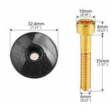 Wanyifa Titanium M6x35mm Bolt & Carbon Fiber 1-1/8" Bicycle Headset Top Cap for Bike Front Fork Stem Top Cover Screw Set