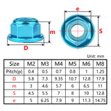 Wanyifa 10pcs Aluminum Nuts M2 M3 M4 M5 M6 M8 Anodized Colourful Flange Hexagon Head Nylon Lock Nut Serrated Lock Spinlock Nuts