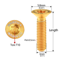 Wanyifa Titanium Bolt M3x6 8 10 12 15 18 20mm Countersunk Torx T10 with Logo Screw Ti Fasteners