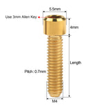 Wanyifa Titanium Bolt M4x10 13.5 15 20 25mm Small Cap Allen Key Head Screw for Bicycle Rear/front Derailleur H/L Adjustment