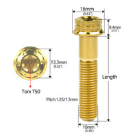 Wanyifa Titanium Bolt M10x20 25 30 35 40 45 50 55 60 65 70mm Flange 12-Point Torx Head with 'W' Logo Screw Pitch 1.5mm