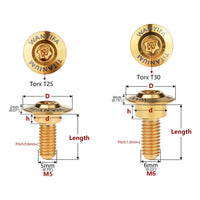 Wanyifa Titanium Bolt M5/M6x11 12 13mm Disc-Shaped Torx Head Step Screw for Locomotive Motorcycle Shell Modification