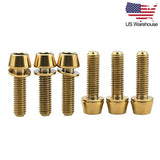 Wanyifa 6pcs Titanium Bolts M5x16 18 20mm Taper Hex Head with Non-Shedding Washer Screws US Stock