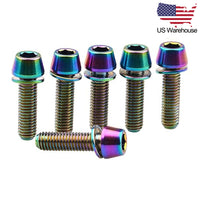 Wanyifa 6pcs Titanium Bolts M5x16 18 20mm Taper Hex Head with Non-Shedding Washer Screws US Stock