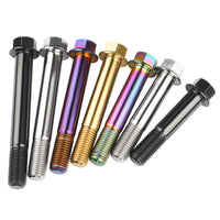 Wanyifa Titanium Bolt M12x30 35 40 45 50 55 60 65 70 75 80 85 90mm Flange Hex Head Screws for Motorcycle Pitch 1.25/1.5mm