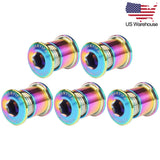 Wanyifa 5pcs Titanium Bolts M8 Road Mountain Bike Crankset Double Chainwheel Bolt Bicycle Dental Plate Chainring Screws US Stock
