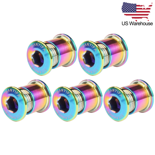 Wanyifa 5pcs Titanium Bolts M8 Road Mountain Bike Crankset Double Chai ...