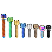 Wanyifa Titanium Bolt M5/M6x16 18 20 25 30 35mm Chamfered Hex Head with Non-shedding Washer Screw for Mountain Bike Road Bicycle Fixing Handlebar Stem