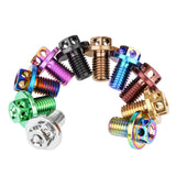 Wanyifa Titanium Bolt M7x10mm Oil Line Fitting Bolts Oil Pipe Hose Locking Screws for Bicycle