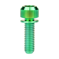 Wanyifa Titanium Bolt M5/M6x16 18 20 25 30 35mm Chamfered Hex Head with Non-shedding Washer Screw for Mountain Bike Road Bicycle Fixing Handlebar Stem