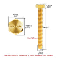 Wanyifa Titanium Bolt M10x20 25 30 35 40 45 50 55 60 65 70 75 80 85 90 95 100mm DIN933 Hexagon Head Full Threaded with "WANYIFA" Logo Screw Pitch 1.25mm