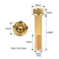 Wanyifa Titanium Bolt M12x30 35 40 45 50 55 60 65 70 75 80 85 90mm Flange Hex Head Screws for Motorcycle Pitch 1.25/1.5mm