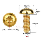 Wanyifa Titanium Bolt M4x6 8 10 12 15 20mm Button Hex Allen Key Head Screw for Bicycle