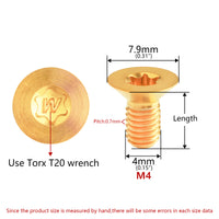 Wanyifa Titanium Bolt M4x8 10 12 15 20 25 30 35mm Countersunk Torx T20 with "W" Logo Screw Ti Fasteners