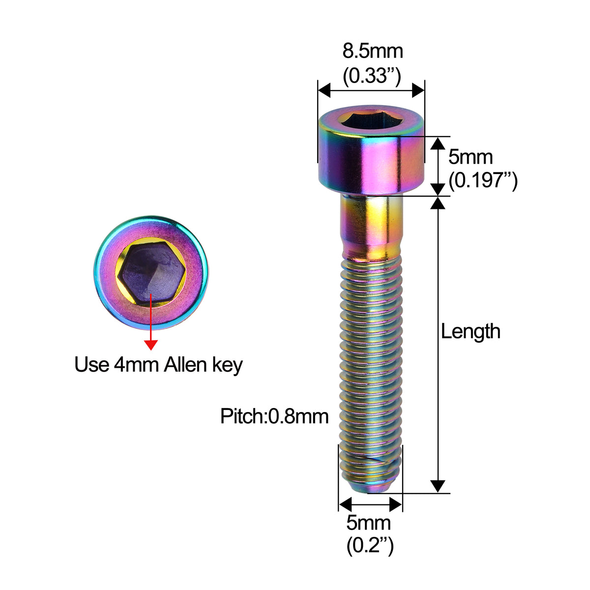 Wanyifa Titanium Bolt M5x10 12 15 18 20 23 25 30 35 40 45 50 55 60mm C ...