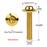 Wanyifa Titanium Bolt M5x10 12 15 20 25 30 35mm Butterfly Umbrella Torx T25 Head Screw for Bike Motorcycle Car