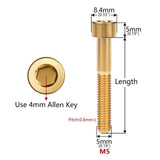Wanyifa Titanium Bolt M5x10 12 16 18 20 23 25 30 35 40 45 50 55 60mm DIN912 Cap Socket Hex Allen Head Screw for Motorcycle Bicycle