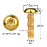 Wanyifa Titanium Bolt M5x8 10 12 15 18 20 25 30mm Button Hex Allen Head Screw for Bicycle Ti Fasteners