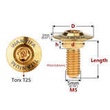 Wanyifa Titanium Bolt M5x12 13mm Disc-Shaped Torx T25 Step Screw for Locomotive Motorcycle Shell Modifications