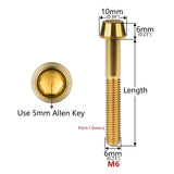 WanyifaチタンボルトM6x1015 16 18 20 25 30 35 40 45 50 55 6065mmテーパーヘッドアレンキースクリュー自転車ヘッドセットブレーキボルト用