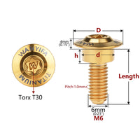 Wanyifa Titanium Bolt M6x14 15 16 17mm Disc-Shaped Torx T30 Step Screw for Locomotive Motorcycle Shell Modification