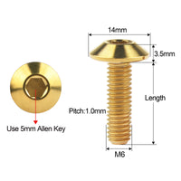 Wanyifa Titanium Bolt M6x12 15 20 25 30 35mm Umbrella Hexagon Allen Head Screw for Bike Motorcycle Disc Brake