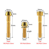 Wanyifa Titanium Bolt Set 1pc M6x35mm Taper/Cap Hex Head Screw+6pcs M5x16 18 20mm Taper Hex Head with No-shedding Washer Screws for Bicycle Upgarde Set Kits