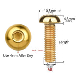 Wanyifa Titanium Bolt M6x12 16 20 25 30mm Button Hex Allen Head Screws for Motorcycle Car Aeromodelling Refit