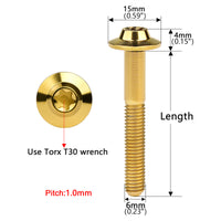 Wanyifa Titanium Bolt M6x10 12 15 20 25 30 35mm Butterfly Umbrella Torx T30 Head Screw for Bicycle Motorcycle Car