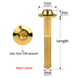 Wanyifa Titanium Bolt M6x10 12 15 20 25 30 35mm Butterfly Umbrella Torx T30 Head Screw for Bicycle Motorcycle Car